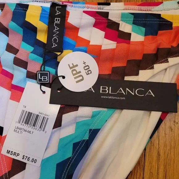 La Blanca Women's Slice Adjustable Loop Hipster Bikini Bottoms Colorful Size 14 - Picture 5 of 8